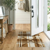 Classic Brown Tan Plaid Check Area Rug