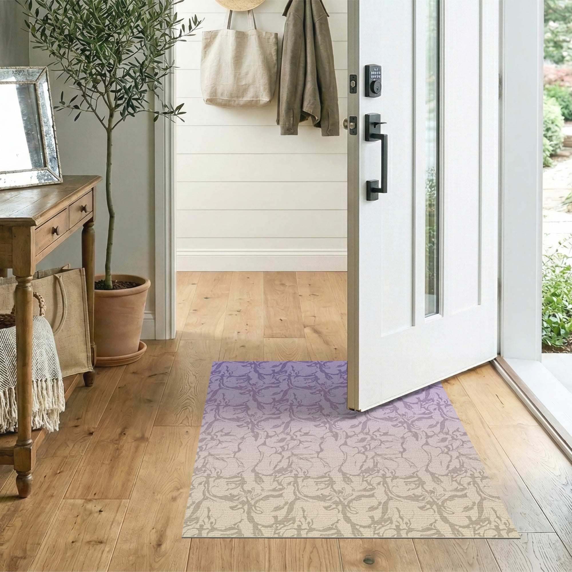 Purple Ombre Floral Vine Area Rug