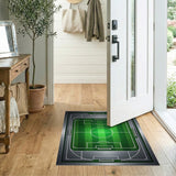 Soccer Field Area Rug with Metallic Frame