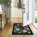 Blue Pink Morning Glory Floral Area Rug