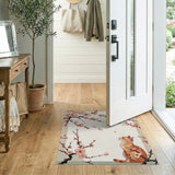 Cherry Blossom Tabby Cat Area Rug