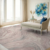 Abstract Area Pink Marble Swirl Area Rug