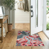Pink Flamingo Hibiscus Coastal Rug