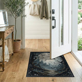 Gothic Haunted Castle Moonlit Bat Forest Rug