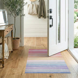 ODIKA Washable Pastel Rainbow Striped Area Rug - Low Pile Non-Slip OEKO-TEX Certified Rug for Kids & Living Room