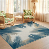 ODIKA Washable Vintage Tropical Palm Leaf Area Rug, Low Pile Non-Slip Coastal Rug