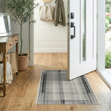 Distressed Black White Plaid No. 3 Area Rug