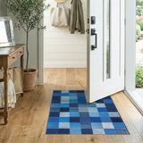 Geometric Modern Blue Patchwork Geometric Area Rug