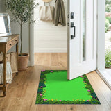 Pink Cherry Blossom Greenery Border Area Rug