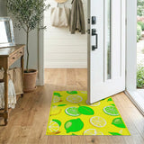 Lemon Lime Fruit Pattern Yellow Area Rug