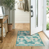 Coastal Beach Teal Seashell Coastal Area Rug