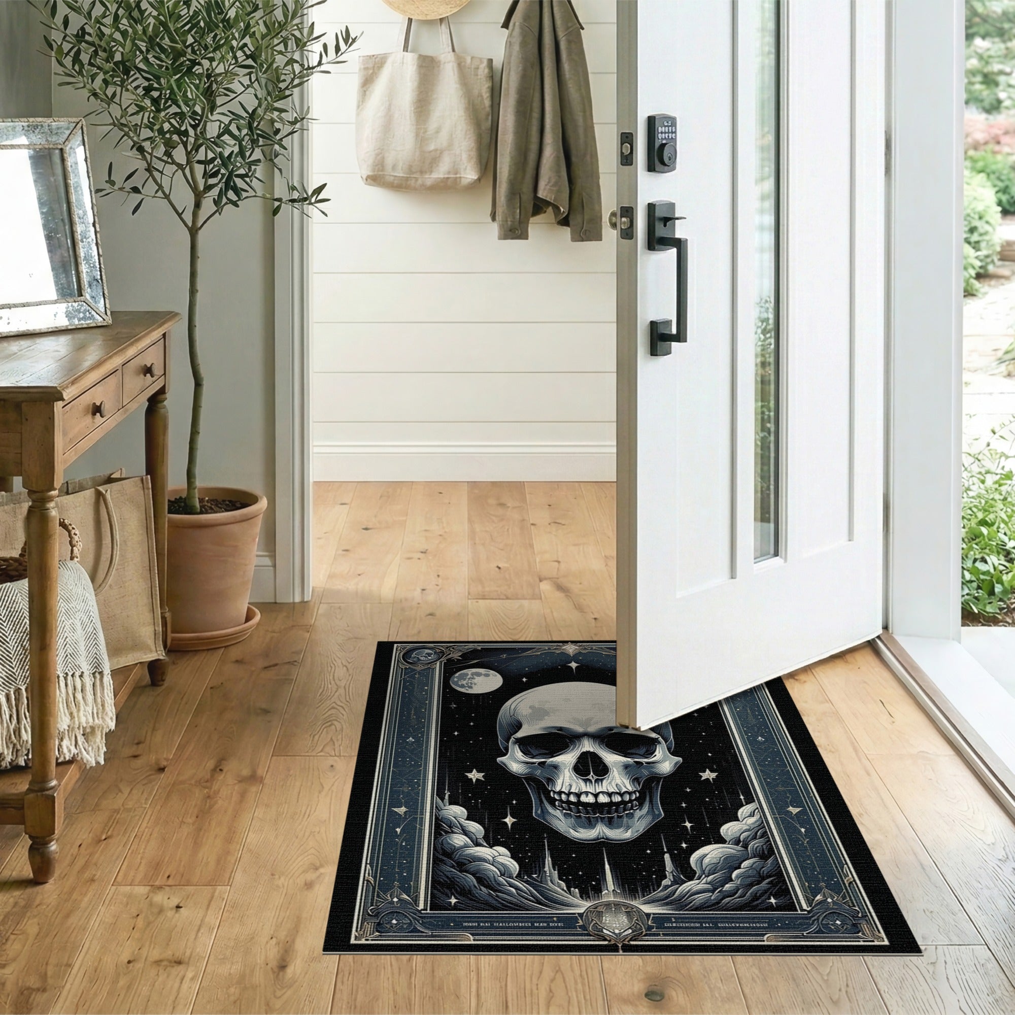 Gothic Skull Moon Night Area Rug