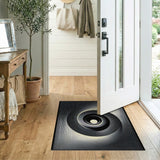 Hypnotic Spiral Black White Geometric Area Rug