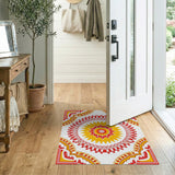 Vibrant Red Gold Starburst Persian Area Rug