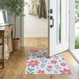 Cheerful Pink Daisy Floral Area Rug