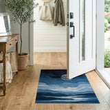 Midnight Moon Over Geometric Mountains Rug