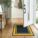 Gold Framed Navy Geometric Area Rug