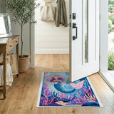 Whimsical Pink-Haired Mermaid Ocean Rug