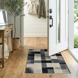 Black and White Black White Distressed Patchwork Area Rug