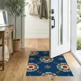 Navy Berry Wreath Harvest Area Rug
