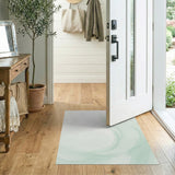Serene Mint Green Abstract Wave Rug