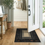 Geometric Pixel Grid Area Rug - Black Beige