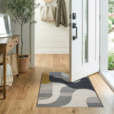 Gold Grey Abstract Geometric Area Rug