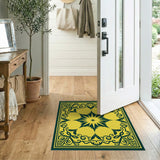 Ornate Yellow Starburst Floral Area Rug