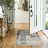 Modern Grey Geometric Stripe Grey Area Rug