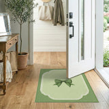 Elegant Green Bow Scalloped Frame Area Rug