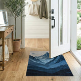 Serene Layered Blue Mountains Area Rug
