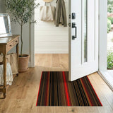 Bold Geometric Striped Area Rug in Black Red Gold