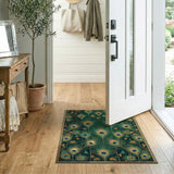 Emerald Peacock Feathers Area Rug