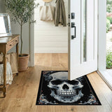 Smoky Gothic Skull Area Rug with Ornate Frame
