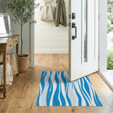 Abstract Area Blue and Teal Navy Blue Wavy Abstract Area Rug