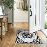 Mandala Black White Mandala Persian Area Rug