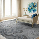 Abstract Area Grey Swirl Spiral Abstract Area Rug