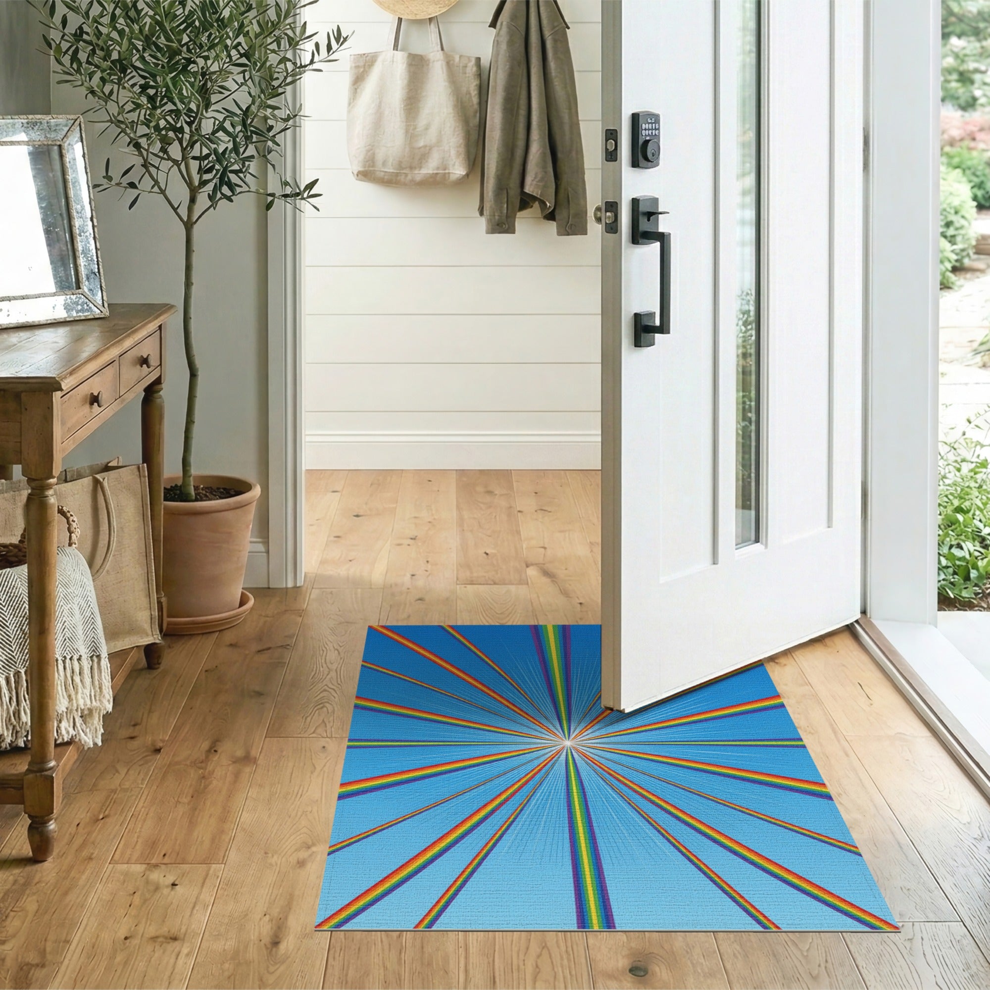 Rainbow Burst Geometric Area Rug