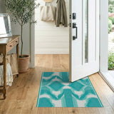 Teal Wave Abstract Geometric Area Rug