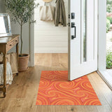 Vibrant Orange Swirl Area Rug