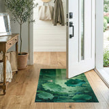 Ethereal Green Lotus Pond Area Rug