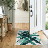 Abstract Area Teal Brush Stroke Abstract Area Rug