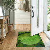 Layered Green Leaf Textured Area Rug
