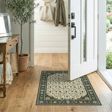 Traditional Persian Floral Vine Area Rug Green Border