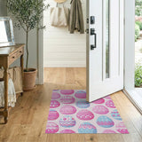 Playful Pink Blue Easter Eggs Area Rug