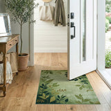 Vintage Green Leaf Berry Area Rug