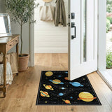 Retro Pixel Space Planets Area Rug