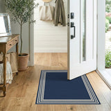 Navy Blue Layered Border Area Rug