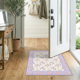 Purple Rose Vine Floral Vintage Area Rug