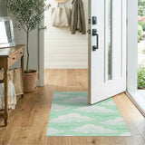 Whimsical Cartoon Clouds Green Area Rug